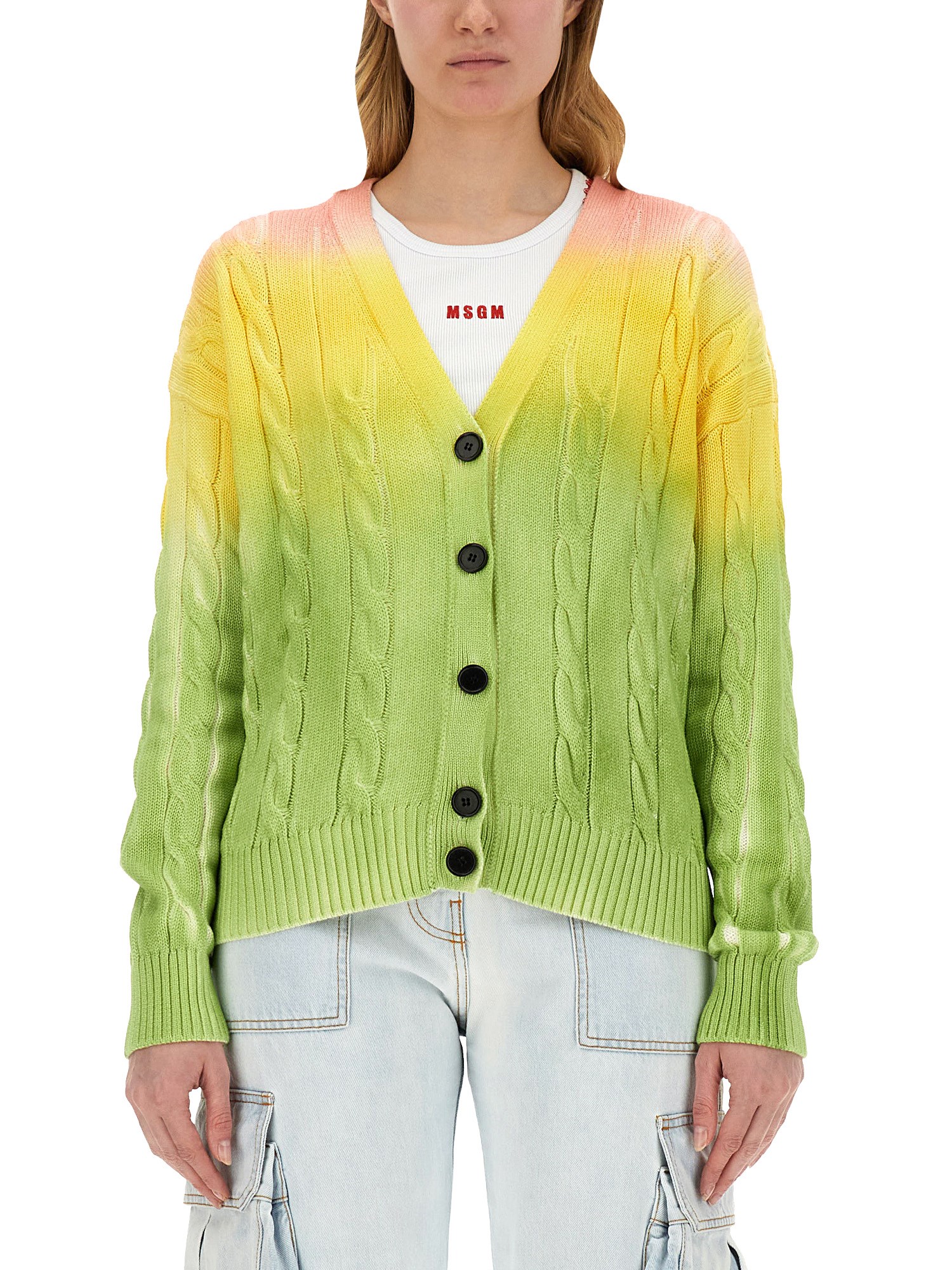 Msgm Gradient Design Cardigan In Multicolour