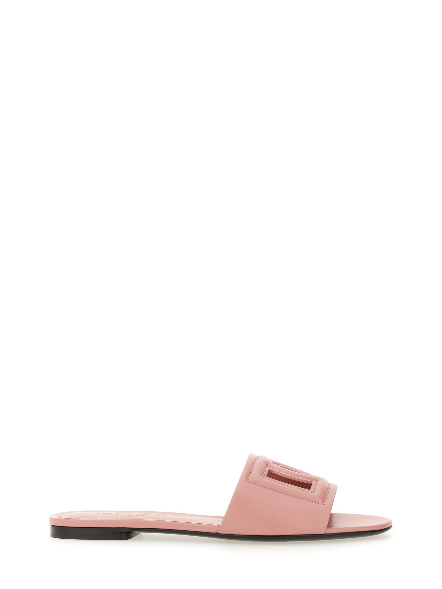 Shop Dolce & Gabbana Leather Slide Sandal In Pink